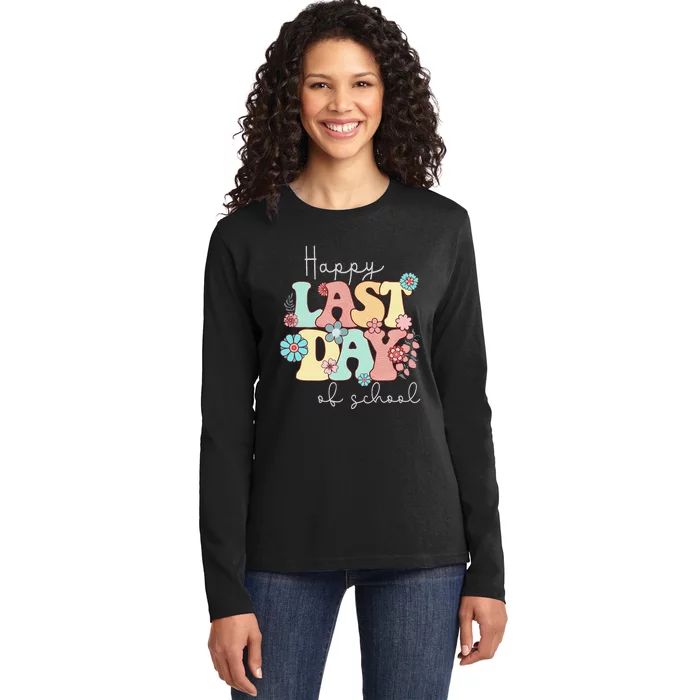 Happy Last Day of School Teacher Student Graduation Ladies Long Sleeve Shirt