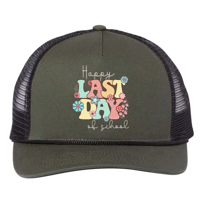 Happy Last Day of School Teacher Student Graduation Retro Rope Trucker Hat Cap