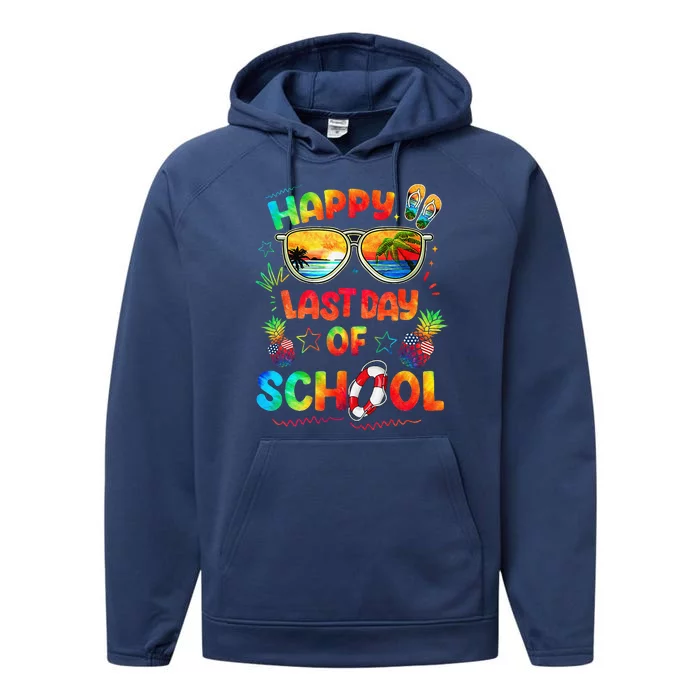 Happy Last Day Of School Teachers End Of Year Students Gift Performance Fleece Hoodie