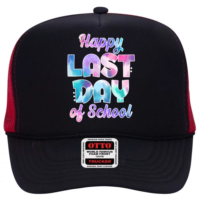 Happy Last Day Of School Colorful High Crown Mesh Trucker Hat