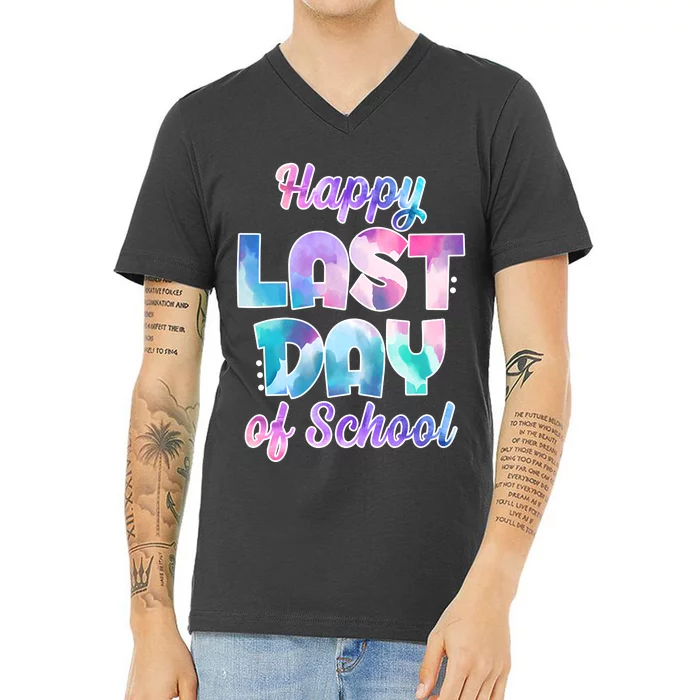 Happy Last Day Of School Colorful V-Neck T-Shirt