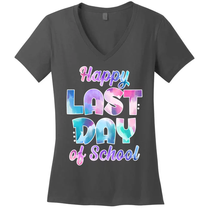 Happy Last Day Of School Colorful Women's V-Neck T-Shirt