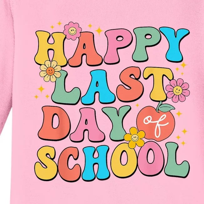 Happy Last Day Of School Graduation Groovy Teacher Student Baby Long Sleeve Bodysuit