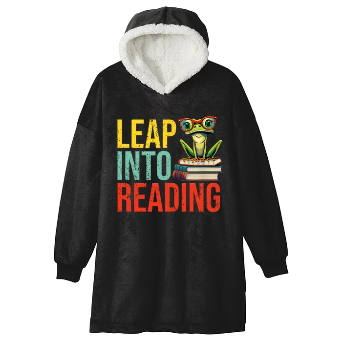 Happy Leap Day Teacher Leap Into Reading Leap Day 2024 Hooded Wearable Blanket