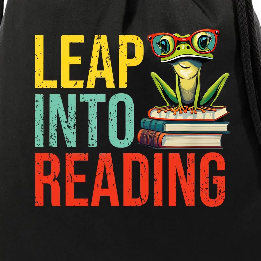 Happy Leap Day Teacher Leap Into Reading Leap Day 2024 Drawstring Bag