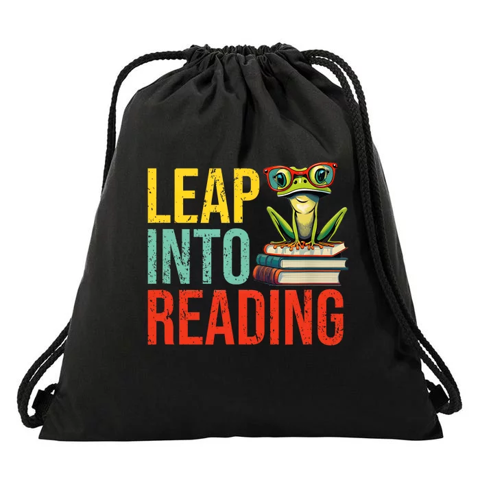 Happy Leap Day Teacher Leap Into Reading Leap Day 2024 Drawstring Bag