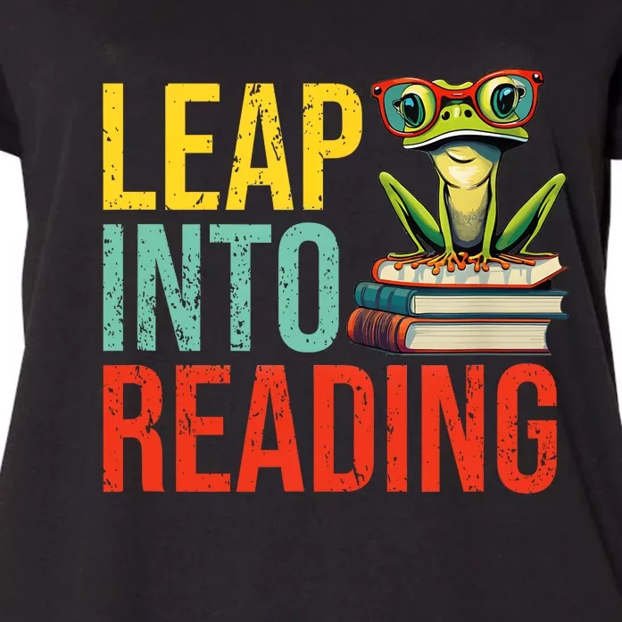 Happy Leap Day Teacher Leap Into Reading Leap Day 2024 Women's Plus Size T-Shirt