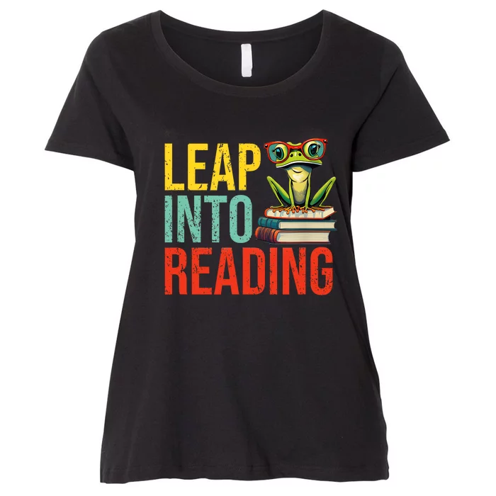 Happy Leap Day Teacher Leap Into Reading Leap Day 2024 Women's Plus Size T-Shirt