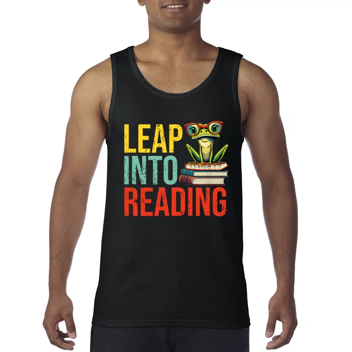 Happy Leap Day Teacher Leap Into Reading Leap Day 2024 Tank Top