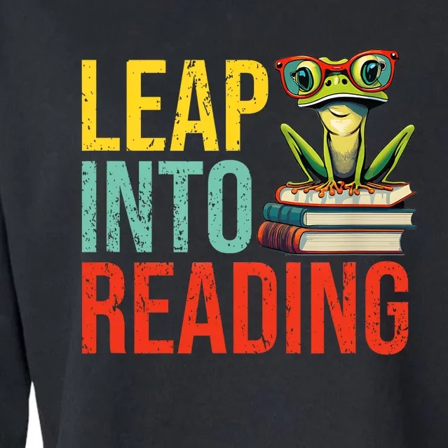 Happy Leap Day Teacher Leap Into Reading Leap Day 2024 Cropped Pullover Crew