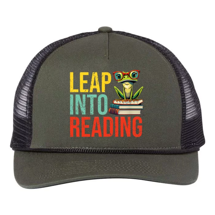 Happy Leap Day Teacher Leap Into Reading Leap Day 2024 Retro Rope Trucker Hat Cap