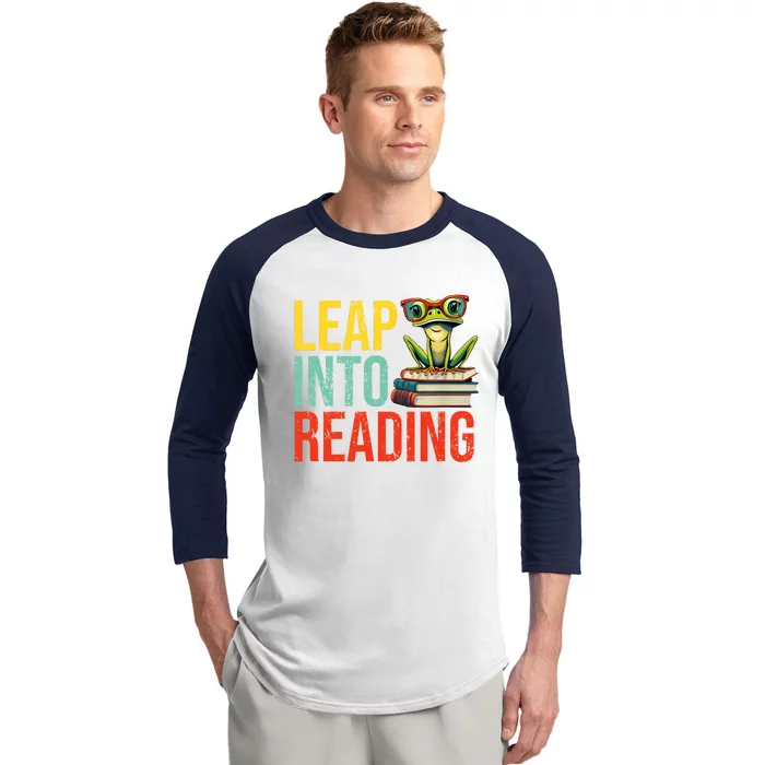 Happy Leap Day Teacher Leap Into Reading Leap Day 2024 Baseball Sleeve Shirt