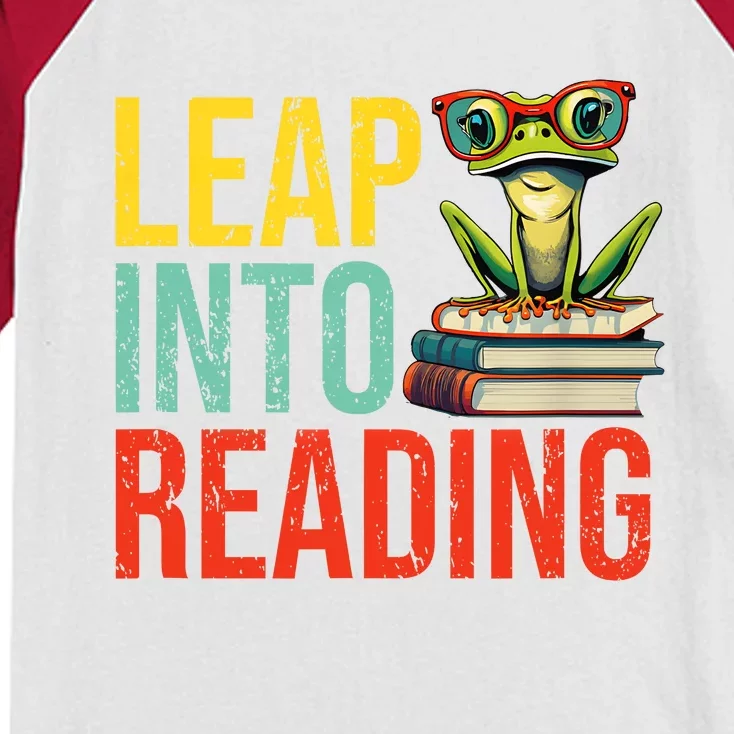 Happy Leap Day Teacher Leap Into Reading Leap Day 2024 Kids Colorblock Raglan Jersey