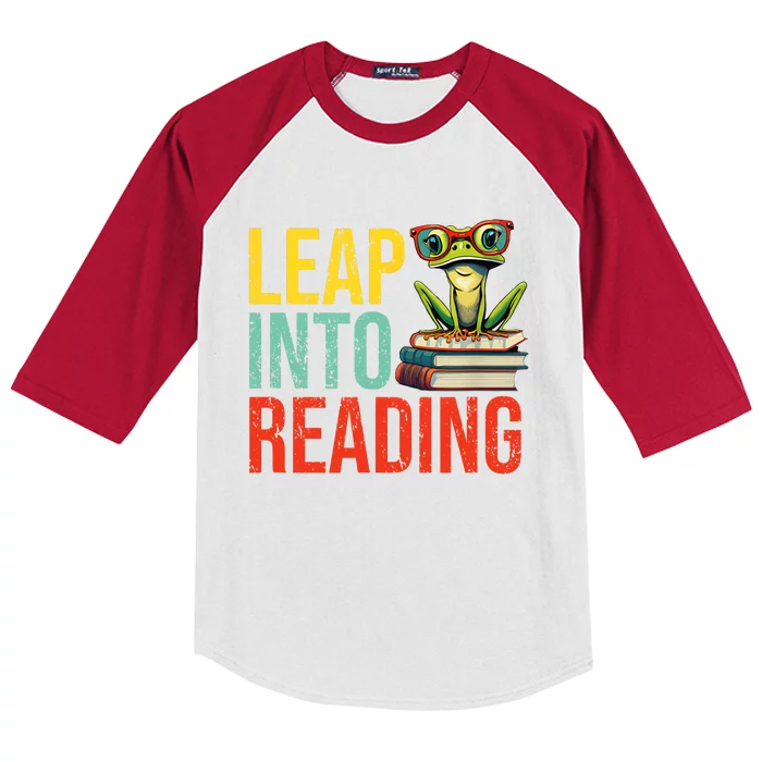 Happy Leap Day Teacher Leap Into Reading Leap Day 2024 Kids Colorblock Raglan Jersey