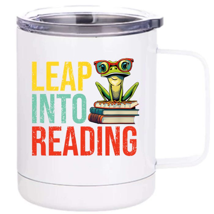 Happy Leap Day Teacher Leap Into Reading Leap Day 2024 Front & Back 12oz Stainless Steel Tumbler Cup