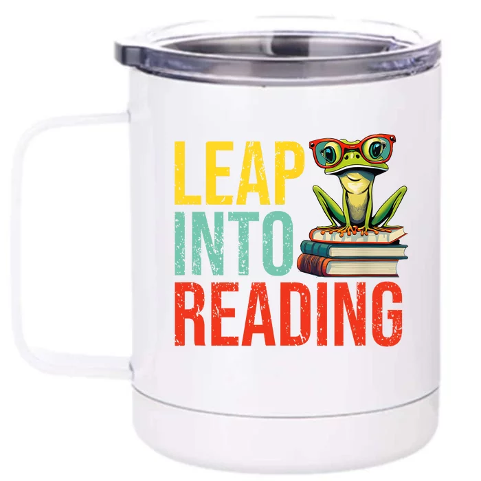 Happy Leap Day Teacher Leap Into Reading Leap Day 2024 Front & Back 12oz Stainless Steel Tumbler Cup