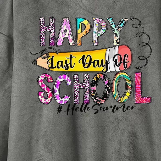 Happy Last Day Of School Hello Summer Teacher Student Hooded Wearable Blanket