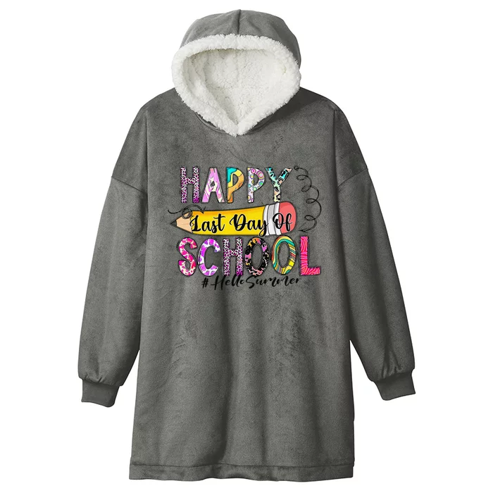 Happy Last Day Of School Hello Summer Teacher Student Hooded Wearable Blanket