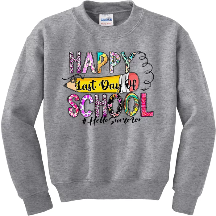 Happy Last Day Of School Hello Summer Teacher Student Kids Sweatshirt