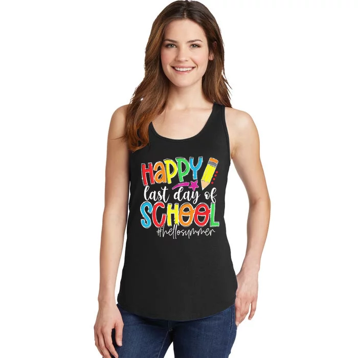 Happy Last Day Of School Teacher Kids Graduation Last Day Ladies Essential Tank