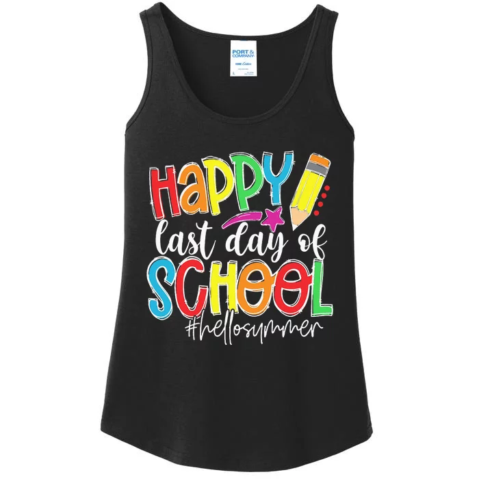 Happy Last Day Of School Teacher Kids Graduation Last Day Ladies Essential Tank