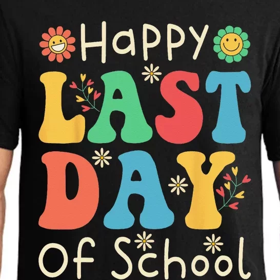 Happy Last Day Of School Graduation Groovy Teachers Students Pajama Set