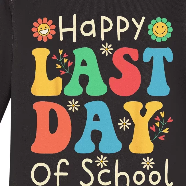 Happy Last Day Of School Graduation Groovy Teachers Students Baby Long Sleeve Bodysuit