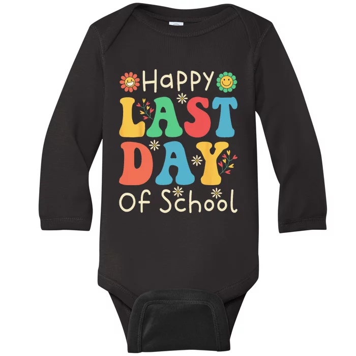 Happy Last Day Of School Graduation Groovy Teachers Students Baby Long Sleeve Bodysuit