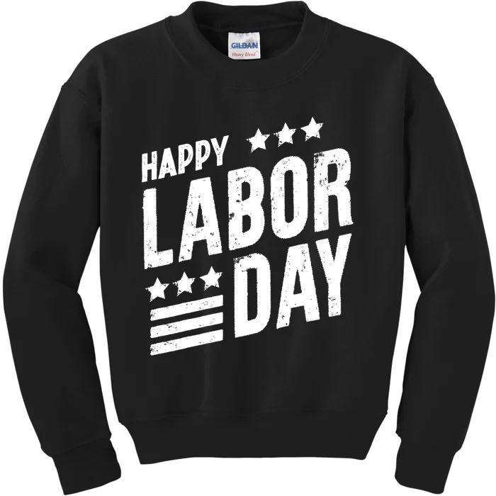 Happy Labor Day Job Work American Flag Laborer Patriotic US Kids Sweatshirt