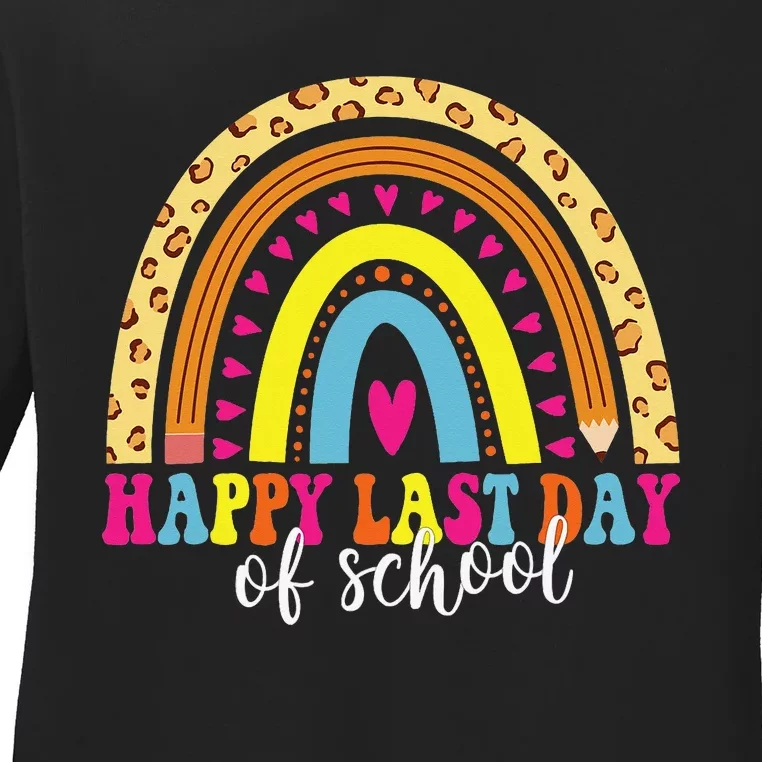 Happy Last Day of School Teacher Student Graduation Ladies Long Sleeve Shirt