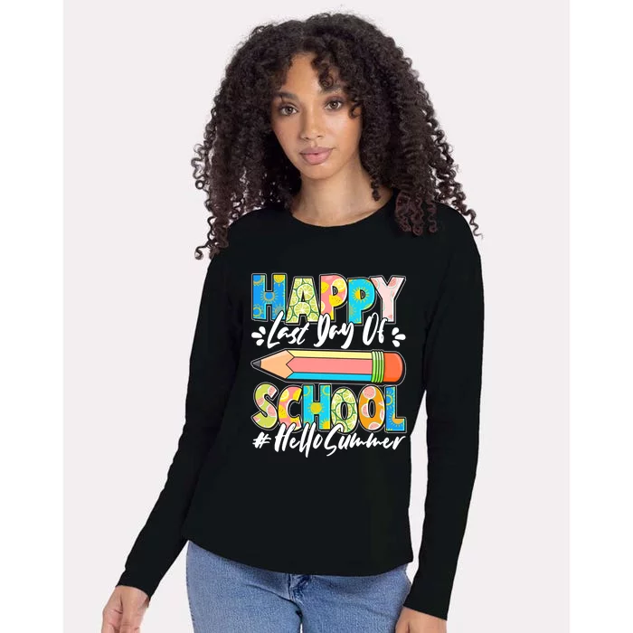 Happy Last Day Of School #Hello Summer Womens Cotton Relaxed Long Sleeve T-Shirt