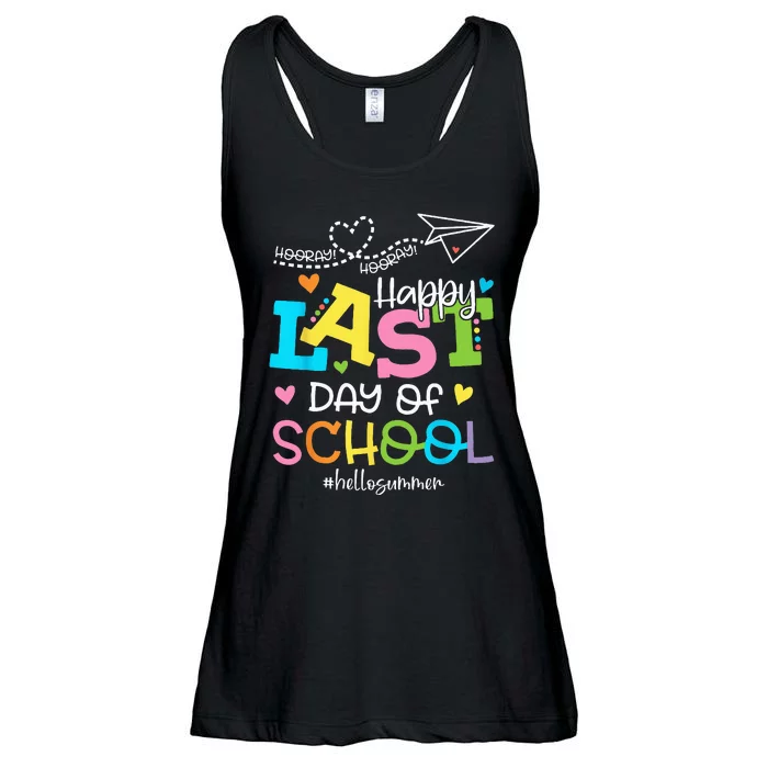 Happy Last Day Of School Hello Summer Students And Teachers Ladies Essential Flowy Tank