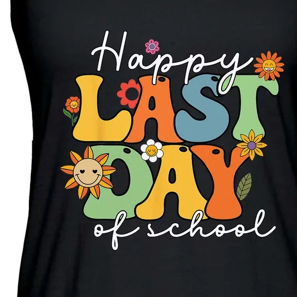 Happy Last Day Of School Graduation Groovy Teacher Student Ladies Essential Flowy Tank