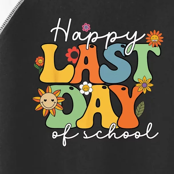 Happy Last Day Of School Graduation Groovy Teacher Student Toddler Fine Jersey T-Shirt