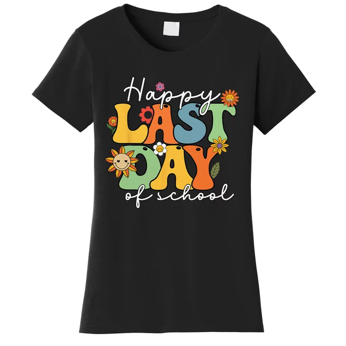 Happy Last Day Of School Graduation Groovy Teacher Student Women's T-Shirt