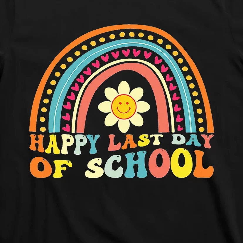 Happy Last Day Of School Graduation Teacher Students Rainbow T-Shirt