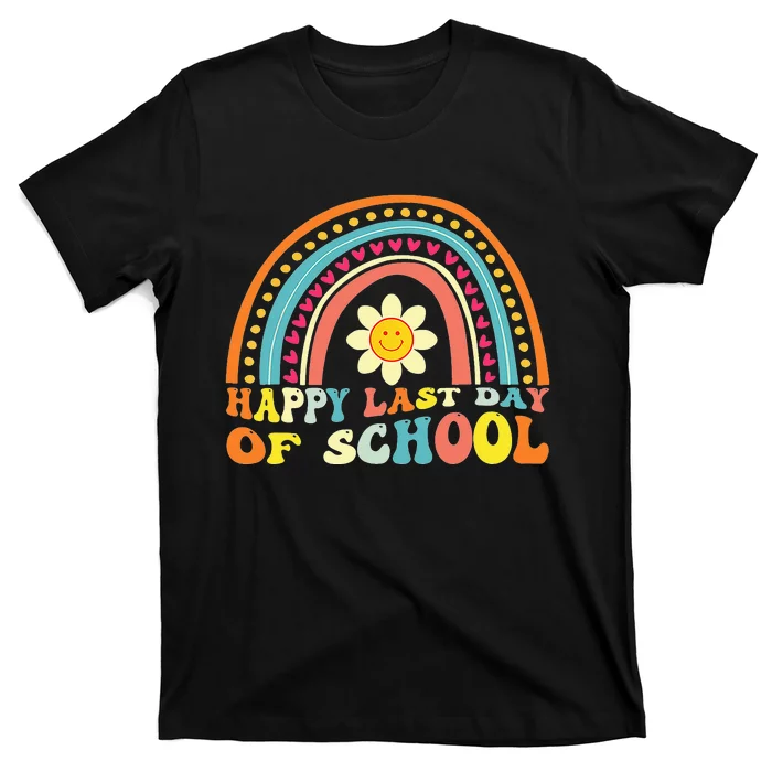 Happy Last Day Of School Graduation Teacher Students Rainbow T-Shirt