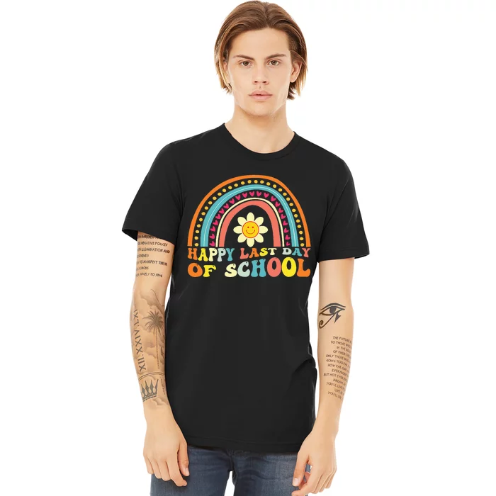 Happy Last Day Of School Graduation Teacher Students Rainbow Premium T-Shirt