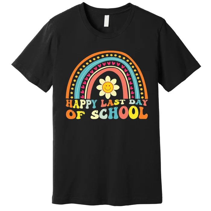 Happy Last Day Of School Graduation Teacher Students Rainbow Premium T-Shirt