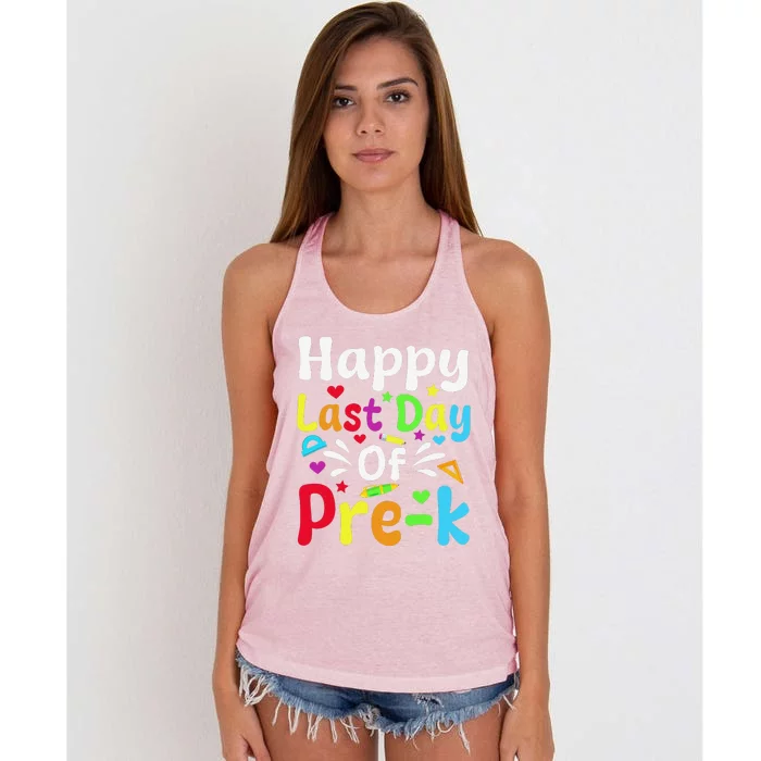 Happy Last Day Of Prek Teacher Student Graduation Women's Knotted Racerback Tank