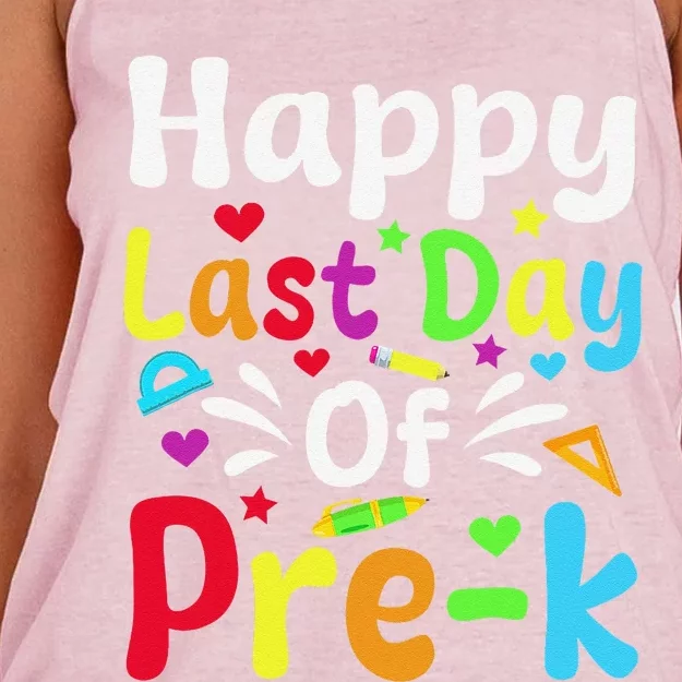 Happy Last Day Of Prek Teacher Student Graduation Women's Knotted Racerback Tank