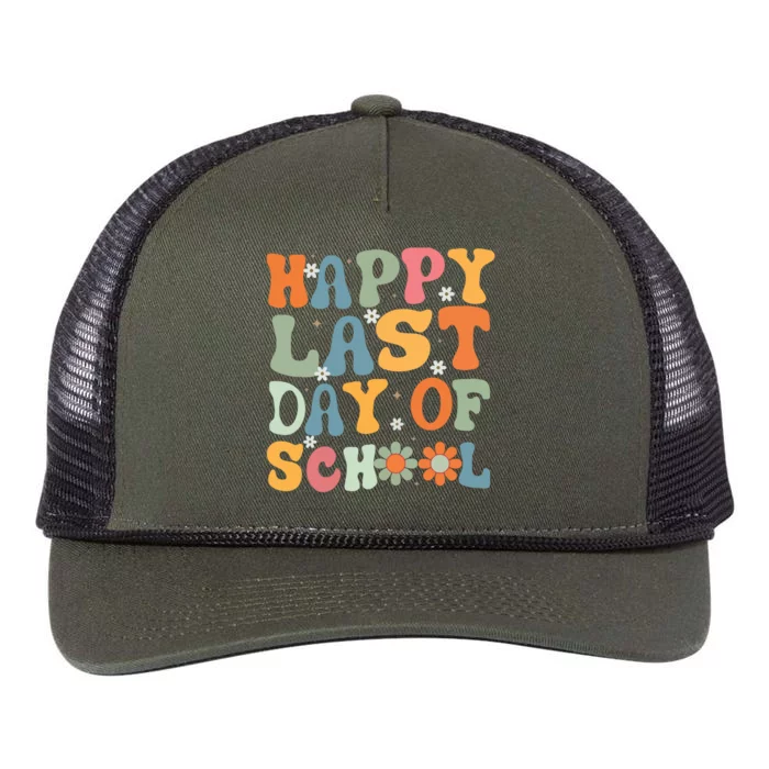 Happy Last Day Of School Teacher Retro Rope Trucker Hat Cap