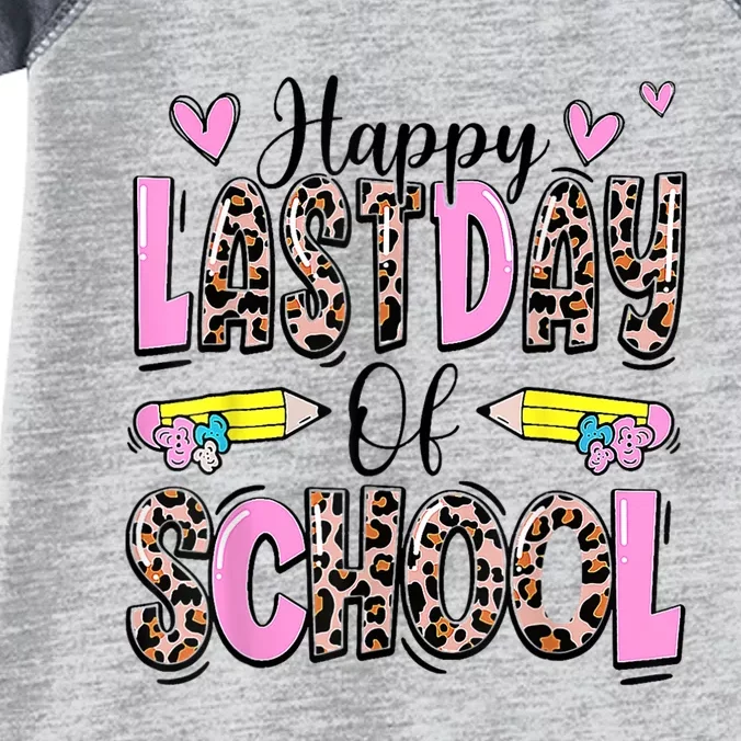 Happy Last Day Of School Leopard Teacher End Of School Year Infant Baby Jersey Bodysuit