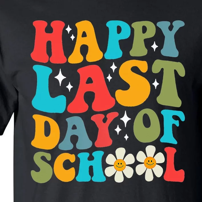 Happy Last Day Of School Hello Summer Groovy Teacher Student Tall T-Shirt