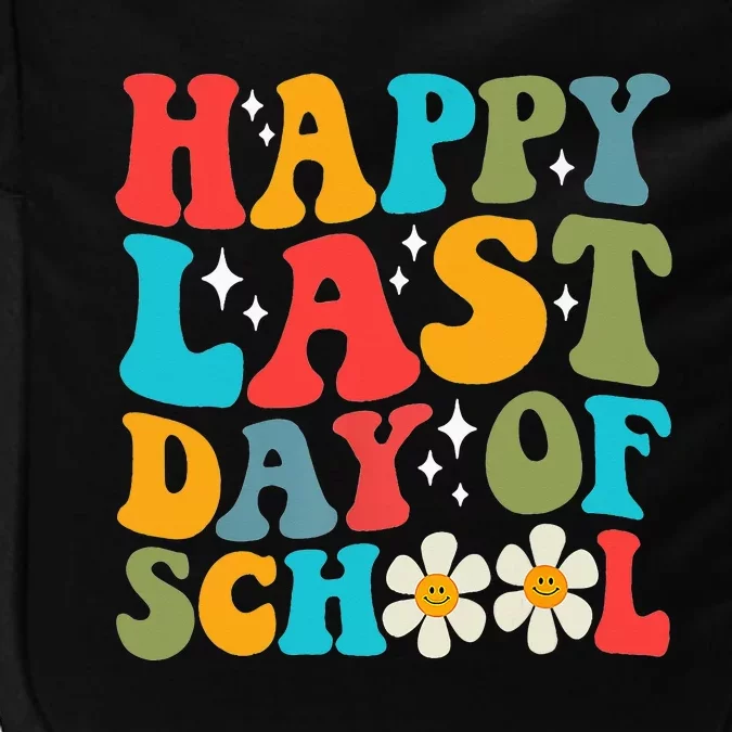 Happy Last Day Of School Hello Summer Groovy Teacher Student Impact Tech Backpack