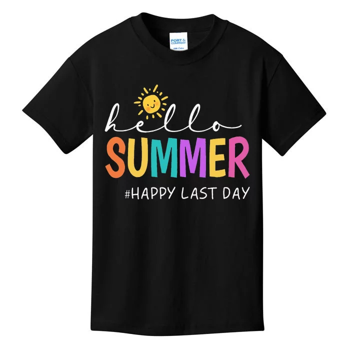 Happy Last Day Of School Teacher Student Hello Summer Kids T-Shirt