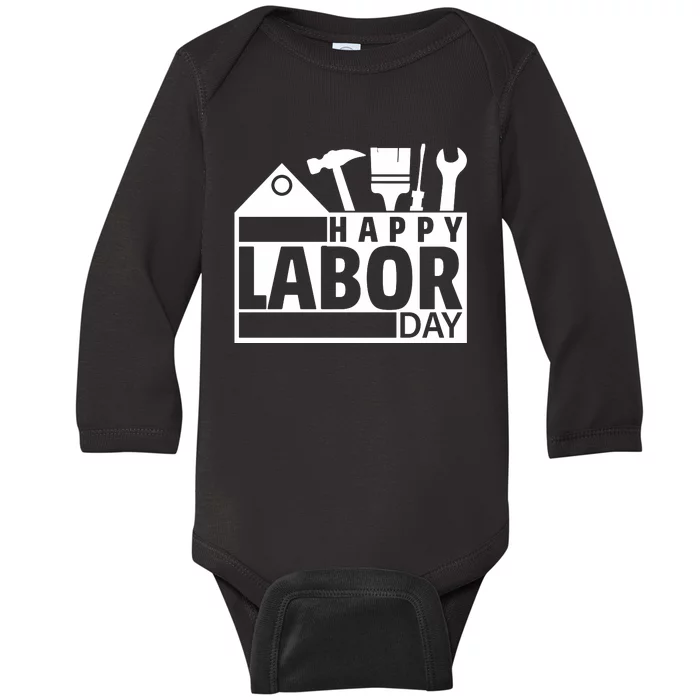 Happy Labor Day Celebration Graphic Baby Long Sleeve Bodysuit