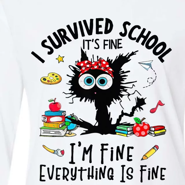 Happy Last Day Of School Its Fine IM Fine Fuuny Womens Cotton Relaxed Long Sleeve T-Shirt