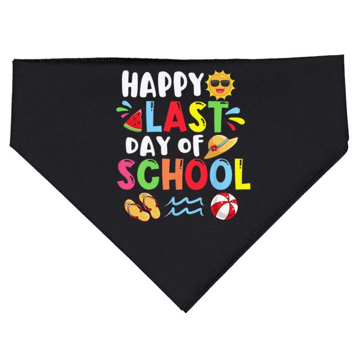 Happy Last Day Of School Summer Time Cute Sun Students Funny USA-Made Doggie Bandana