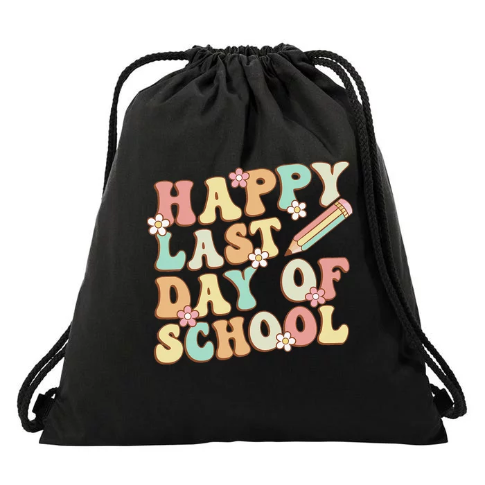 Happy Last Day Of School Teacher Summer Break Graduation Drawstring Bag